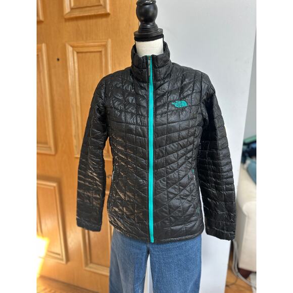The North Face Women’s ThermoBall Lightweight Quilted Jacket Black Teal S - Picture 6 of 6